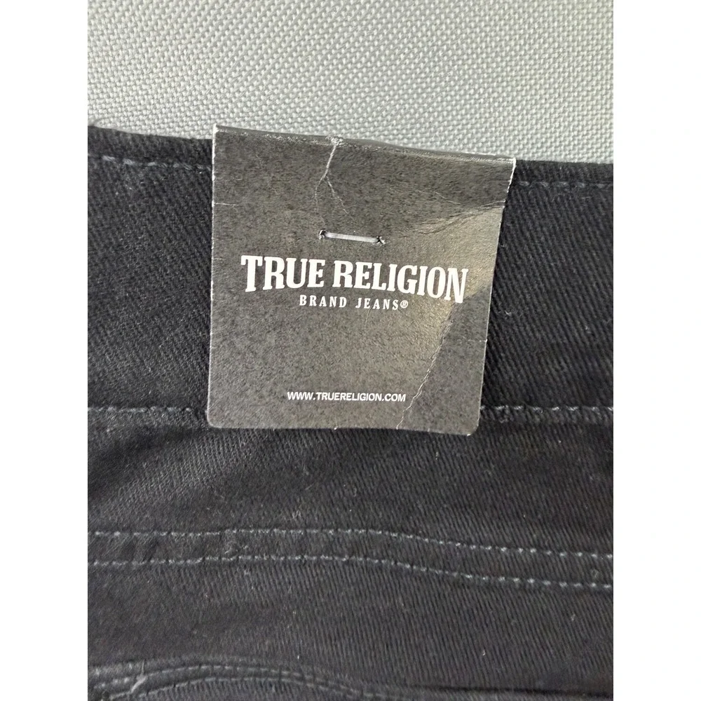 True Religion Ricky Relaxed Straight Jeans Mens Black Flap‎ Pocket 34x33 NWT